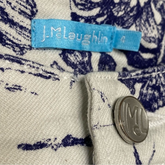 J McLaughlin Alma Pant Heron white with navy Toile printed denim pants SZ-4 - Picture 8 of 11